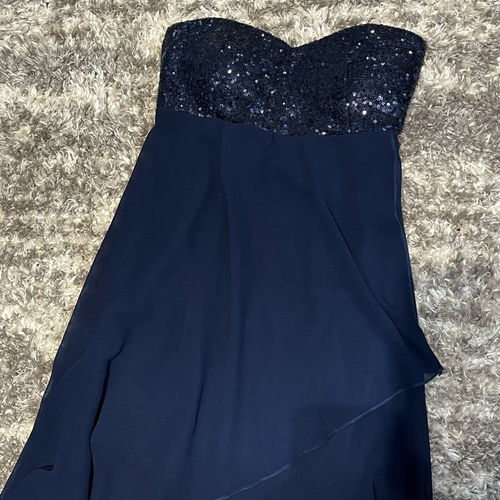 Deep Blue cocktail Dress With sequin top